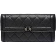 Chanel Rhomboids Stripe Lambskin Boy Wallet Black C7041502
