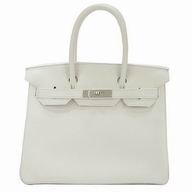 Hermes Birkin 30cm Silvery Button Togo Calfskin Hand bag Gray white H7042012