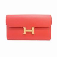 Hermes Constance Epsom Calfskin Long Wallet Gold Hardware Tomato H7042114
