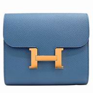 Hermes Constance Epsom CalfSkin Wallet Gold Hardware Gray Blue H7042111