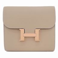 Hermes Constance Epsom CalfSkin Wallet Silvery Hardware Apricot H7042109
