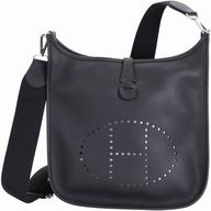 Hermes Garden Evelyne 3 Calfskin Cavity H Shoulder bag Black H7041904