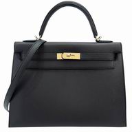 Hermes Kelly 32cm Gold Button Epsom Calfskin Hand/Shoulder bag Black H7041911