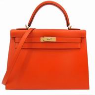 Hermes Kelly 32cm Gold Button Epsom Calfskin Hand/Shoulder bag Orange H7041912