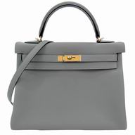 Hermes Kelly 32cm Gold Button Epsom Calfskin Hand/Shoulder bag Gray H7042004
