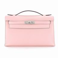 Hermes Kelly Pochette Swift Leather Mini Hand bag Rose Pink H7042006