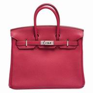 Hermes Birkin 25cm Silvery Button Togo Calfskin Hand bag Purple Red H7042013
