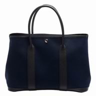 Hermes Garden party Canvas Calfskin Hand bag Black H7042014