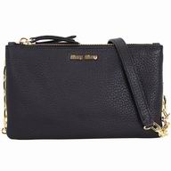 Miu Miu Chain Caviar Calfskin Shoulder Bag In Black M7042601