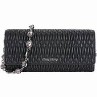 Miu Miu Cloquet Wrinkle Crystal Chain Shoulder Dinner Bag In Black M7042602
