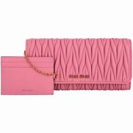 Miu Miu Matelasse Wrinkle Nappa Wallet In Pink M7042607