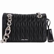 Miu Miu Matelasse Wrinkle Nappa Chain Shoulder Dinner Bag In Black M7042608