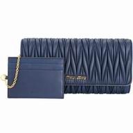Miu Miu Matelasse Wrinkle Nappa Wallet In indigo M7042608