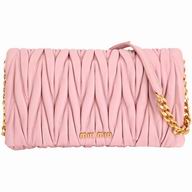 Miu Miu Crystal Wrinkle Nappa Shoulder Dinner Bag In Pink M7042703