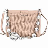 Miu Miu Crystal Wrinkle Nappa Shoulder Bag Complexion M7042705