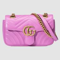 Gucci Marmont Matelasse Chevron Shoulder Mini Bag Pink G446744 DRW3T 5554