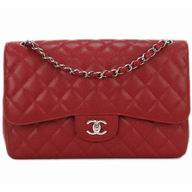 Chanel Caviar Jumbo Double Flap Bag Red(Silver) A58600Y06500_1