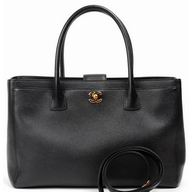 Chanel Calfskin Gold Chain Large Executive Tote Briefcase Black A15206BG
