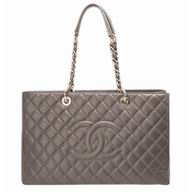 Chanel Caviar Gold Chain Large GST Bag In Gray A548289