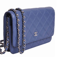 Chanel Lambskin Silver Chain Woc Bag Blue A33814BL