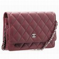 Chanel CC Logo Lambskin Woc Bag Silver Deep Red A33814RDS