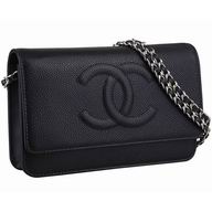 Chanel CC Logo Caviar Shouldbag Silver Chain Black A560854