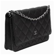 Chanel Classic Silver Chain Lambskin Woc Bag Black A56898