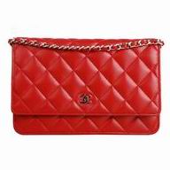 Chanel CC Lambskin Woc Bag Silver Chain RED A33814FDC