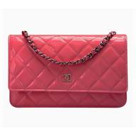Chanel CC Patent Leather Woc Bag Silver Peach Red A33814PHE