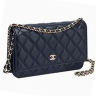 Chanel CC Logo Lambskin Woc Bag Gold Purplish Blue A33185