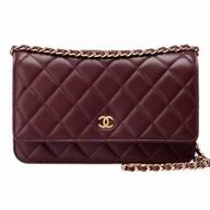 Chanel Lambskin Gold Chain CC Woc Flap Bag In Red A33814DABL