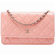 Chanel CC Patent Leather Woc Bag Silver Pink A33814SPK
