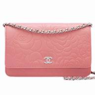 Chanel Lambskin Silver Chain Camellia Woc Bag Pink A33814HPK