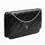 Chanel Ceramic CC Caviar Woc Bag Silver Chain Black A33814C-BLS