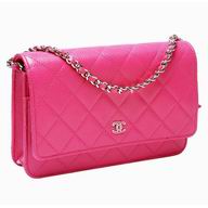Chanel Ceramic CC Caviar Woc Bag Silver Chain Peach Red A33814C-FUXIA
