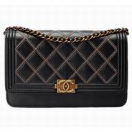 Chanel Lambskin Antique-Gold Chain Woc Boy Bag Black A650632