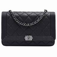 Chanel Caviar Anti-Silver Chain Boy Woc Bag Black A338144B