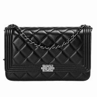 Chanel Lambskin Boy Woc Bag Silver Chain Black A33814BOSL