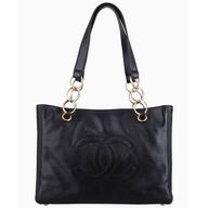 Chanel Classic Calfskin CC Gold Chain Bag In Black A57202
