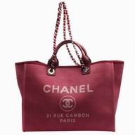 Chanel Red Denim Canvas Silver Large Toile Shopping Bag A66941RE