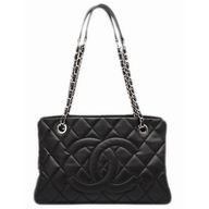 Chanel Caviar Leather Three Layers Shoulder Bag In Black silver A396580