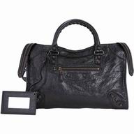 Balenciaga Ciant City Gold Button Lambskin Bag Black B7050704