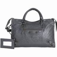 Balenciaga Classic City Gold Button Sheepskin Bag Gray B7050705
