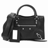 Balenciaga Mini City Silvery Button Calfskin Bag Black B7050711