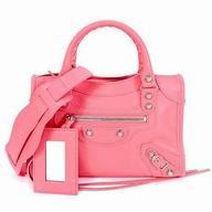 Balenciaga Mini City Silvery Button Calfskin Bag Sakura Pink B7050712