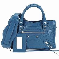 Balenciaga Mini City Silvery Button Sheepskin Bag Sky Blue B7050713