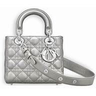 Dior "LADY DIOR" BAG IN SILVER-TONE GRAINED LEATHER M0532PNFA M090