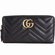 Gucci GG marmont Calfskin Zipper Wellets Black G7052604