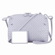 Bottega Veneta Classic Nappa Leather Woven Zipper Shoulder Bag Light Purple BV7051008
