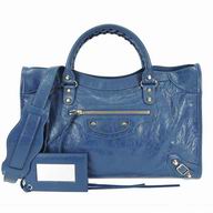 Balenciaga Citys Gold Button Calfskin Motorcycle Bag Sky Blue B7051003
